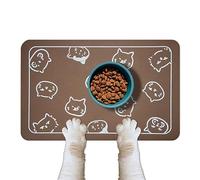 Werwing Pet Feeding Mat for Cats & Dogs - Super Absorbent Non-Slip Placemat & Water Bowls, 18.1”x11.8” Waterproof Cat/Dog Bowl Mat with Playful Cat Head Design