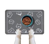 Werwing Pet Feeding Mat for Cats & Dogs - Super Absorbent Non-Slip Placemat & Water Bowls, 18.1”x11.8” Waterproof Cat/Dog Bowl Mat with Playful Cat Head Design