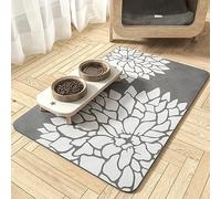 Werwing Pet Feeding Mat for Dogs & Cats - 19"x12" Absorbent Floral Design Waterproof Dog Bowl Mat, Non-Slip Quick-Dry Cat Placemat for Floors, Easy Clean Pet Supplies Accessories
