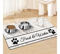 Werwing Pet Feeding Mat for Dogs & Cats - Absorbent Waterproof Non-Slip Quick-Dry Dog Food Mat with Stylish Design, 20" x 12" Large Floor Protector