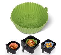 Werwing Silicone Air Fryer Liners - Reusable Non-Stick Round Basket Liners for 4.2-6 Qt Air Fryers (9 in), Heat-Resistant, Oil-Guide Groove Design