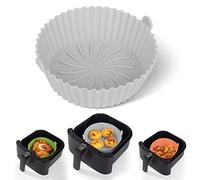 Werwing Silicone Air Fryer Liners - Reusable Non-Stick Round Basket Liners for 4.2-6 Qt Air Fryers (9 in), Heat-Resistant, Oil-Guide Groove Design