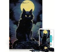 Werwolf Cat at Full Moon 1000-piece Jigsaw Puzzles Brain Focus Game Expert Cutting Craftsmanship Fascinating Hobby for Idle Moments (38x52cm)