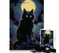 Werwolf Cat at Full Moon Jigsaw Puzzles for Adults 1000 Brain Memory Restful Activity Tight Lock Cozy Xmas Gift (38x26cm)