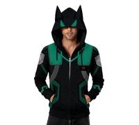 Werycos Adult Ears Jacket Hoodie Zipper Sweatshirt Battle Suit Outfit Halloween Cosplay Costume Unisex, Black, XXL