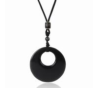 weryerker Natural Stone Black Obsidian Pendant Necklace With Black Rope, Men Necklace, Lucky Necklace, 26 in, Stone, black obsidian
