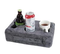 weryerker Sofa Cup Holder, Couch Cup Holder Pillow, Sofa Arm Table, Sofa and Bed Drink Caddy, Remotes Holder, for RV, Car, Beach（Grey）