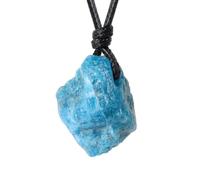 weryerker Stone Necklaces for Women, Raw Crystal Necklaces With Adjustable Rope, Stone, blue apatite