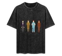 Wes Anderson Collection Summer Casual Tee Short Sleeve Crew Neck Cotton Tops Unisex Washed Vintage T-Shirt Black S