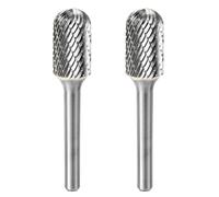 Wesafrae 2 Pcs Heads D.12mm Carbide Burr Set 6mm Shank Die Grinder Bits Grinding Engraving Double Groove Metal Wood Stone Grind Dome-End Cylinder Rotary Burr