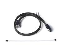 Wesafrae 2Pcs 50CM SATA 3.0 III SATA3 7Pin Right Angle 6Gb/S Cables HDD Hard Disk Data Cord with Nylon Sleeved - White & Black