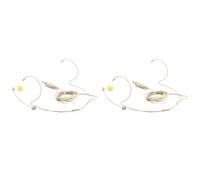 Wesafrae 2X Adjustable Beige Double Earhook Capacitor Headset Mic Headworn Lockable Microphone 3.5mm Plug for Wireless