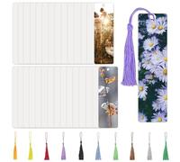 Wesafrae 30 Pcs Double Sided Sublimation Bookmarks with Tassels, 6x1.5Inch DIY Plastic Blanks for Crafts and Gifts