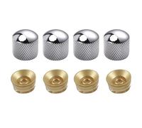 Wesafrae 4X Guitar Dome Control Knobs for Replacement Silver with Electric Guitar Control Speed Knobs