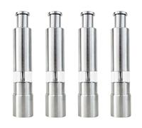 Wesafrae 4X Salt and Pepper Grinder Stainless Steel Push Button Silver for Cooking Spice Thumb Push Pepper Mill Portable Grinder