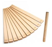Wesafrae Clay Rolling Pin Guides for Clay Crafting, Includes 3mm 5mm 7mm 10mm 12mm Thickness Guides Pottery Rolling Guide Pine Wood 10 Pieces Assorted Thickness Set
