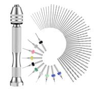 Wesafrae Craft Carving 57-Piece Micro Twist& PCB Mini Drill-Bit Hand Drill Set for DIY Jewelry Silver