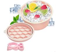 Wesafrae Face Bowl for Ice with Built-in Ice Tray Fold Silicone Ice Bath Bowl for Cold Plunge Therapy, Skin Tightening & Acne Relief Portable Spa Tool for Home & Travel Pink