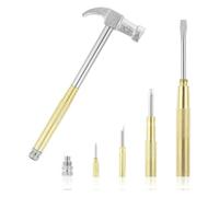 Wesafrae Mini Hammer 6 in 1 Small Hammer Brass Hammer Screwdriver with Screwdriver Hammers Hand Tools Hammer for Picture Hanging