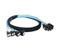 Wesafrae Sas Data Wire Replacement 4PCS SATA 3.0 6Gbps Straight Elbow Thin for SSD HDD Hard Drive for Server NAS PC Backplane