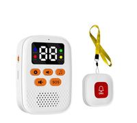 Wesafrae Wireless Elderly SOS Emergency Call Button Caregiver Pager Wireless Call Button SOS Emergency Monitor with Vibration Portable Personal Caregiver Pager for Elderly Care White