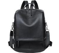 Wesccimo Genuine Leather Backpack Purse for Women, Convertible Fashion Soft Backpack with Large Compartment, Black, L 11.4 x W 5.9 x H 15.3 inch, Daypack Backpacks