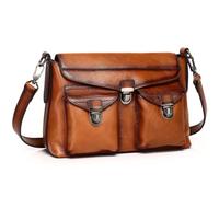 Wesccimo Vintage Genuine Leather Shoulder Bag for Men and Women