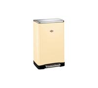 Wesco Big Double Boy Waste Bin in Almond, Powder-Coated Sheet Steel, Two Separate 18 Litre Plastic Inserts, Stainless Steel Foot, Attachment for Bin Liners