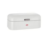 WESCO Grandy bread bin in matt white, powder-coated sheet steel, ventilation holes and sturdy handle