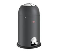 WESCO Kickmaster Junior waste bin in matt graphite, powder-coated sheet steel, integrated damper, 12 litre volume, plastic insert, insert flap