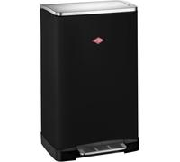 Wesco Big Double Boy Waste Bin in Matt Black, Powder-Coated Sheet Steel, Two Separate 18 Litre Plastic Inserts, Stainless Steel Foot, Attachment for Bin Liners