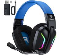 WESEARY Wireless Gaming Headset for PS5, PC, PS4, Switch & Mac, Dual-Mode 2.4GHz & Bluetooth Headset with ENC Noise Cancelling Microphone, 50mm Stereo Drivers,Dynamic LED Lights,Up to 50Hr Playtime