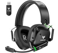 WESEARY Wireless Gaming Headset for PS5, PS4, Mac, Switch, Mobile, 2.4GHz Ultra-Low Latency Gaming Headphones with Crystal-Clear ENC Mic, Bluetooth Gaming Headset for PC, 3D Stereo, Soft Earmuffs