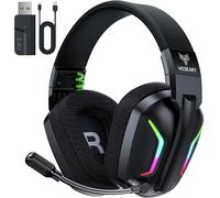 WESEARY Wireless Gaming Headsets for PC, PS5, PS4, Switch, Mac, 2.4GHz Wireless Gaming Headphone with ENC Noise Canceling Microphone, Bluetooth 5.4, Cool Lighting, 50H Battery, 50mm Drivers