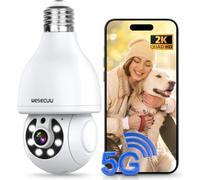 WESECUU Light Bulb Security Camera, 2.4G/5G WiFi Security Cameras Wireless Outdoor,Bulb Camera for Home Security, 2-Way Talk, Human Detection, Color Night Vision, Compatible with Alexa (One Pack)