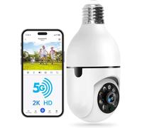 WESECUU Light Bulb Security Camera -5G& 2.4GHz WiFi 2K Security Cameras Wireless Outdoor Motion Detection and Alarm,Two-Way Talk,Color Night Vision,Human Detection, Bulb Camera Compatible with Alexa