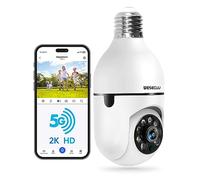 WESECUU Light Bulb Security Camera -5G& 2.4GHz WiFi 2K Security Cameras Wireless Outdoor Motion Detection and Alarm,Two-Way Talk,Color Night Vision,Human Detection, Bulb Camera Compatible with Alexa
