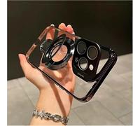 Weseecase Double Stand Case Cover for iPhone, Transparent Electroplated Magnetic Case for iPhone 16/15/14/13/12 Pro Max Series (Black,For 13)