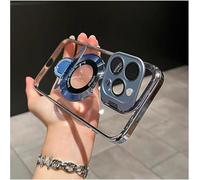 Weseecase Double Stand Case Cover for iPhone, Transparent Electroplated Magnetic Case for iPhone 16/15/14/13/12 Pro Max Series (Blue,For 13ProMax)
