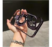 Weseecase Double Stand Case Cover for iPhone, Transparent Electroplated Magnetic Case for iPhone 16/15/14/13/12 Pro Max Series (Purple,For 15Plus)