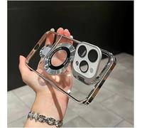 Weseecase Double Stand Case Cover for iPhone, Transparent Electroplated Magnetic Case for iPhone 16/15/14/13/12 Pro Max Series (Silver,For 12)