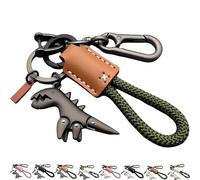 Weseecase Keychain,Dinoclip Keychain,Aluminum Alloy Dinosaur Charm Paired with a Hand-Woven Bracelet,Dinosaur Key Chain Clip (A4)