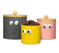 Weselljars 3PCS Canister Sets for Kitchen Counter, 50OZ Jars with Airtight Lids Ceramic Coffee Canister Sets for Flour, Cereal, Tea, Sugar, Cookies Spicies Great Home Decor and Present