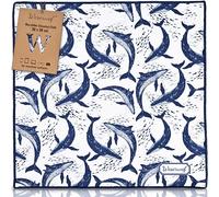 WESERWEF Design Microfiber Glasses Cleaning Cloth, Premium Cleaning Cloths for Spectacles, Lens, Screens, Tablets, Eyeglasses, 12" x 12", Ultra-Soft & Scratch-Free (Whales)