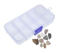 WESIEVYA 1 Box Natural Stone Specimen Rock Collection with Organized Compartments, Portable Mineral Specimens Kit Suitable for Classroom Use and Outdoor Exploration