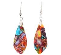 WESIEVYA 1 Pair Bohemian Colorful Stone Teardrop Earrings for Women Lightweight Metal Drop Dangle Earrings to Match Different Dresses and Add Charm