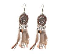 WESIEVYA 1 Pair Boho Earrings Cavewoman Accessories Wolf Dream Catcher Dream Catcher Pendants Western Accessories for Women Dangle Earring Hippie Earrings Coffee Alloy