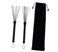 WESIEVYA 1 Pair Retractable Drum Wire Sticks Drum Brush with Stainless Steel Handle and Rubber Cover Natural Sound Good Spring Back Effect Storage Bag for Beginner Practicing and Youth
