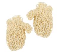 WESIEVYA 1 Pair Sisal Exfoliating Shower Mitt Natural Bathing Gloves Deep Cleansing Portable Khaki Body Scrub for Travel and Shower