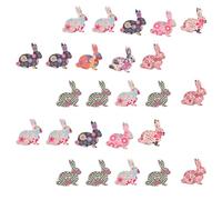 WESIEVYA 100pcs Assorted Colour Rabbit Shape Sewing Buttons Made of Synthetic Material for Clothing Sewing and Handmade Decoration Easter Theme Natural Wooden Bunny Buttons Random Color